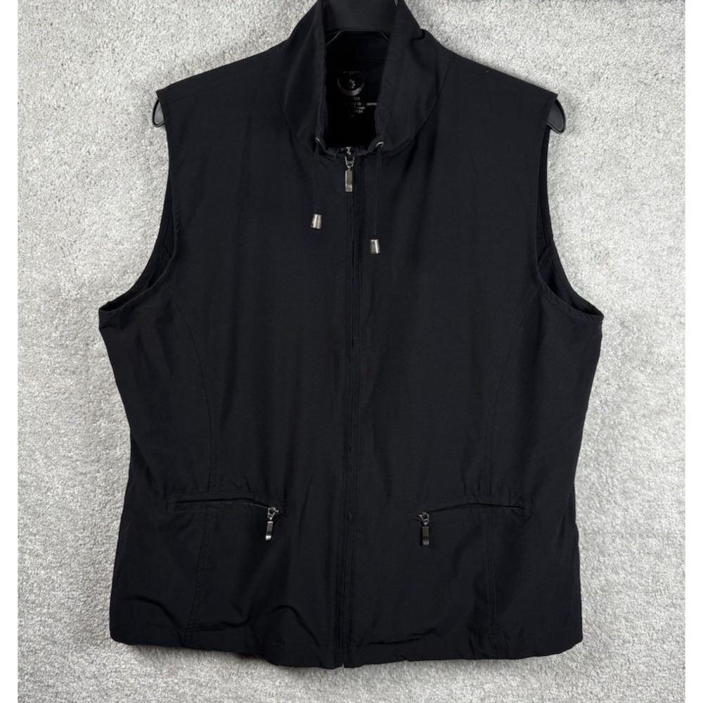 Zenergy Chicos Womens Black Vest Full Zip Lightweight Embroidered Back L XL 3